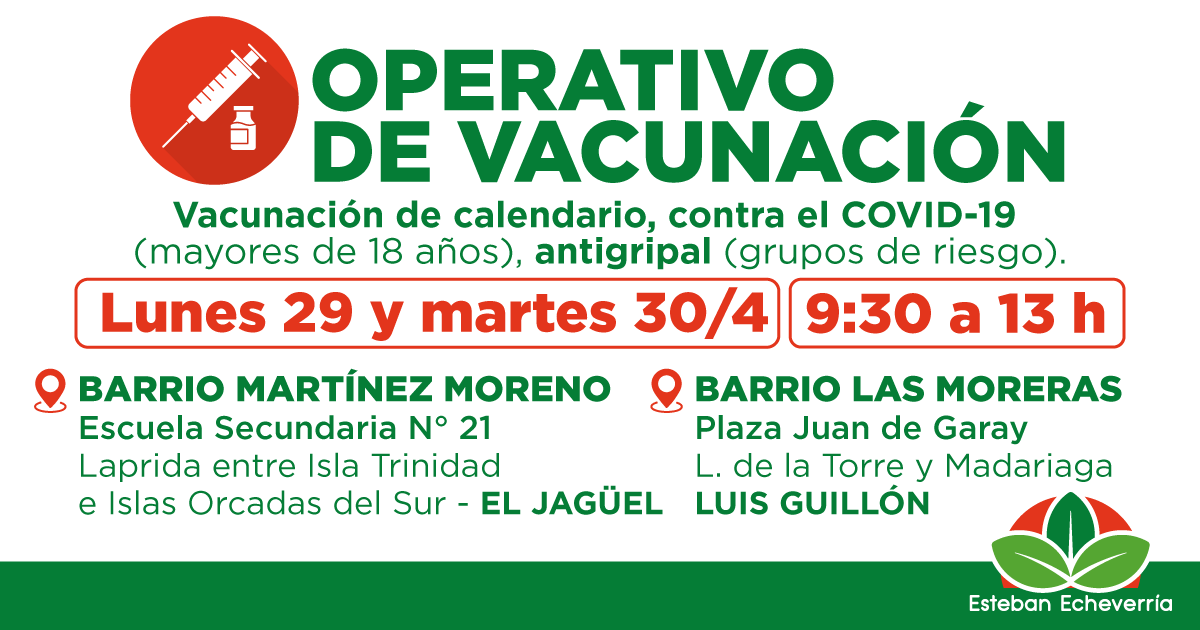 AVANZAN LOS OPERATIVOS GRATUITOS DE VACUNACIÓN EN EL DISTRITO