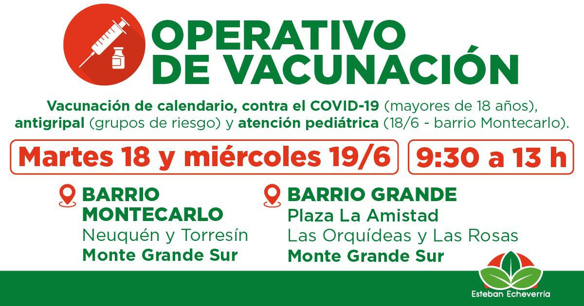 CONTINÚAN LOS OPERATIVOS GRATUITOS DE VACUNACIÓN EN ESTEBAN ECHEVERRÍA