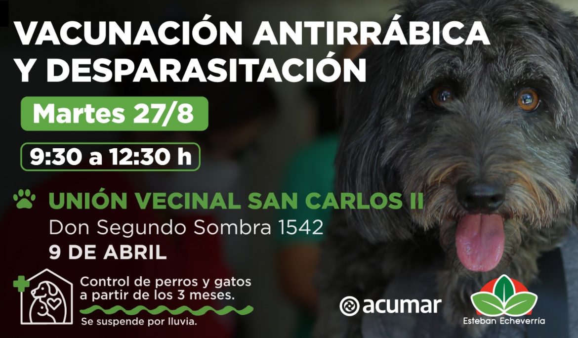 JORNADA DE VACUNACIÓN ANTIRRÁBICA Y DESPARASITACIÓN EN 9 DE ABRIL