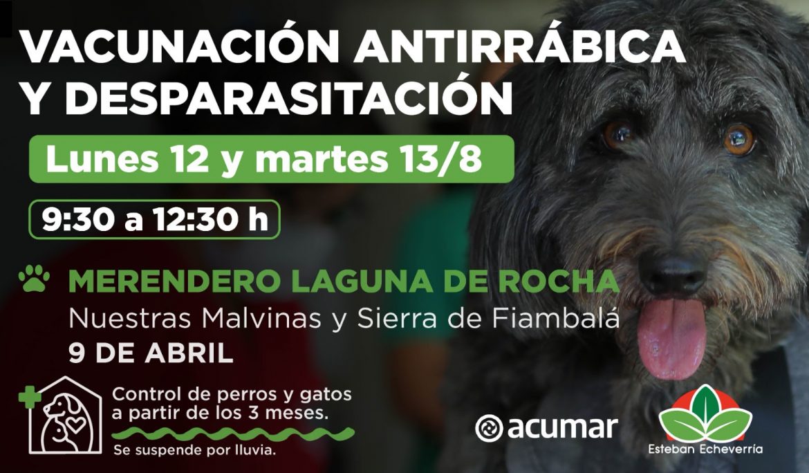 JORNADAS DE VACUNACIÓN ANTIRRÁBICA Y DESPARASITACIÓN EN 9 DE ABRIL