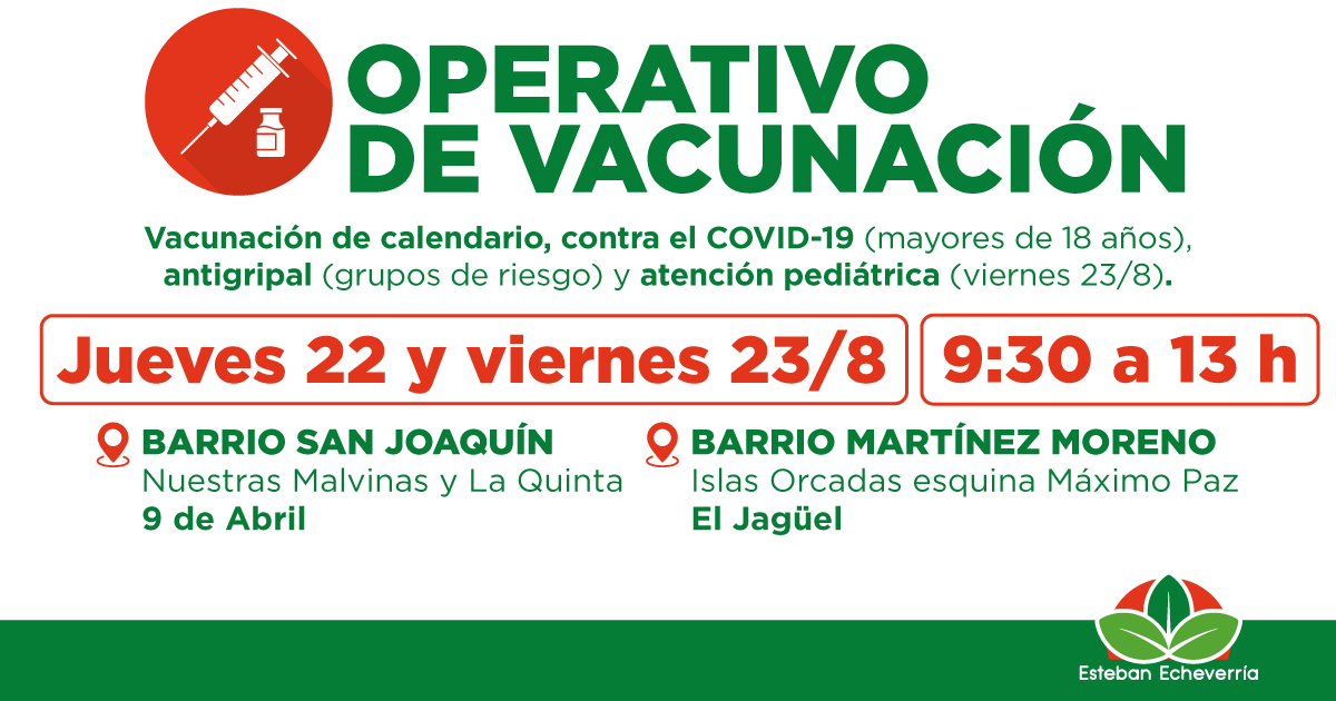 CONTINÚAN LOS OPERATIVOS GRATUITOS DE VACUNACIÓN EN EL DISTRITO