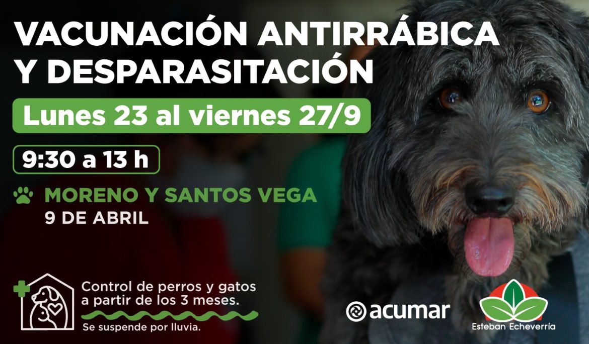 JORNADAS DE VACUNACIÓN ANTIRRÁBICA Y DESPARASITACIÓN EN 9 DE ABRIL