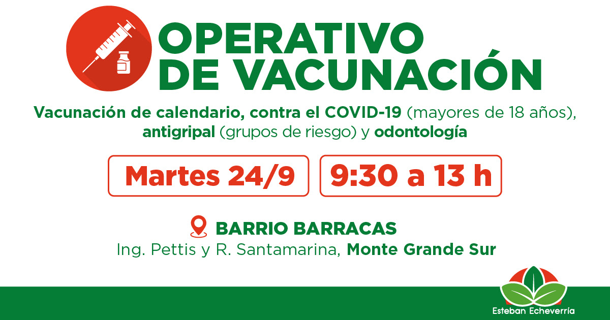 OPERATIVO GRATUITO DE VACUNACIÓN EN MONTE GRANDE SUR