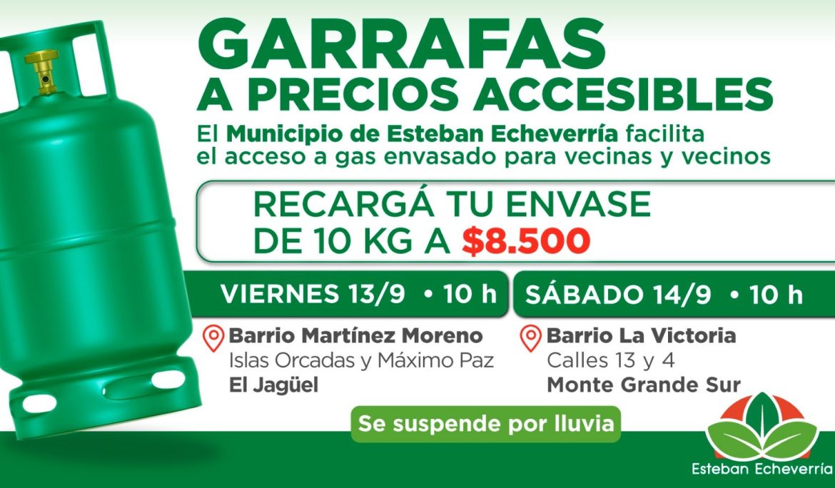 NUEVOS OPERATIVOS DE RECARGA DE GARRAFAS A PRECIOS ACCESIBLES EN EL JAGÜEL Y MONTE GRANDE SUR