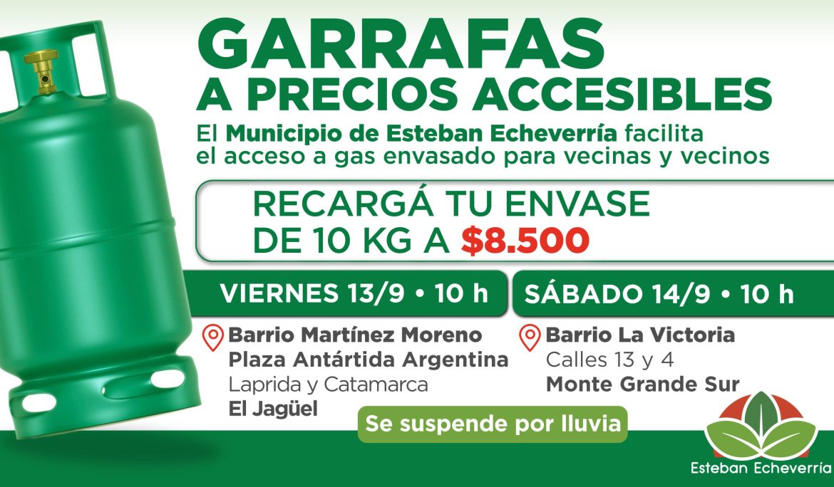 NUEVOS OPERATIVOS DE RECARGA DE GARRAFAS A PRECIOS ACCESIBLES EN EL JAGÜEL Y MONTE GRANDE SUR