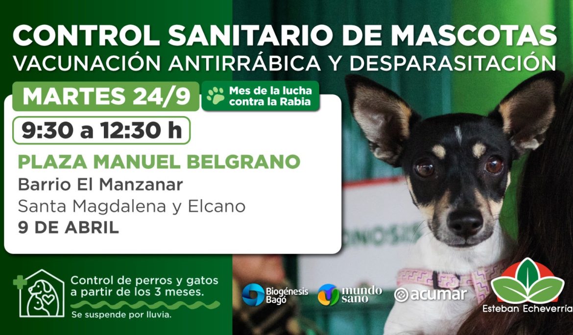 MES DE LUCHA CONTRA LA RABIA:OPERATIVO DE ATENCIÓN VETERINARIA EN 9 DE ABRIL