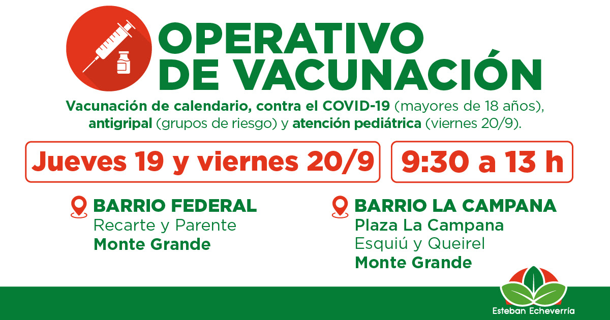 CONTINÚAN LOS OPERATIVOS GRATUITOS DE VACUNACIÓN EN EL DISTRITO