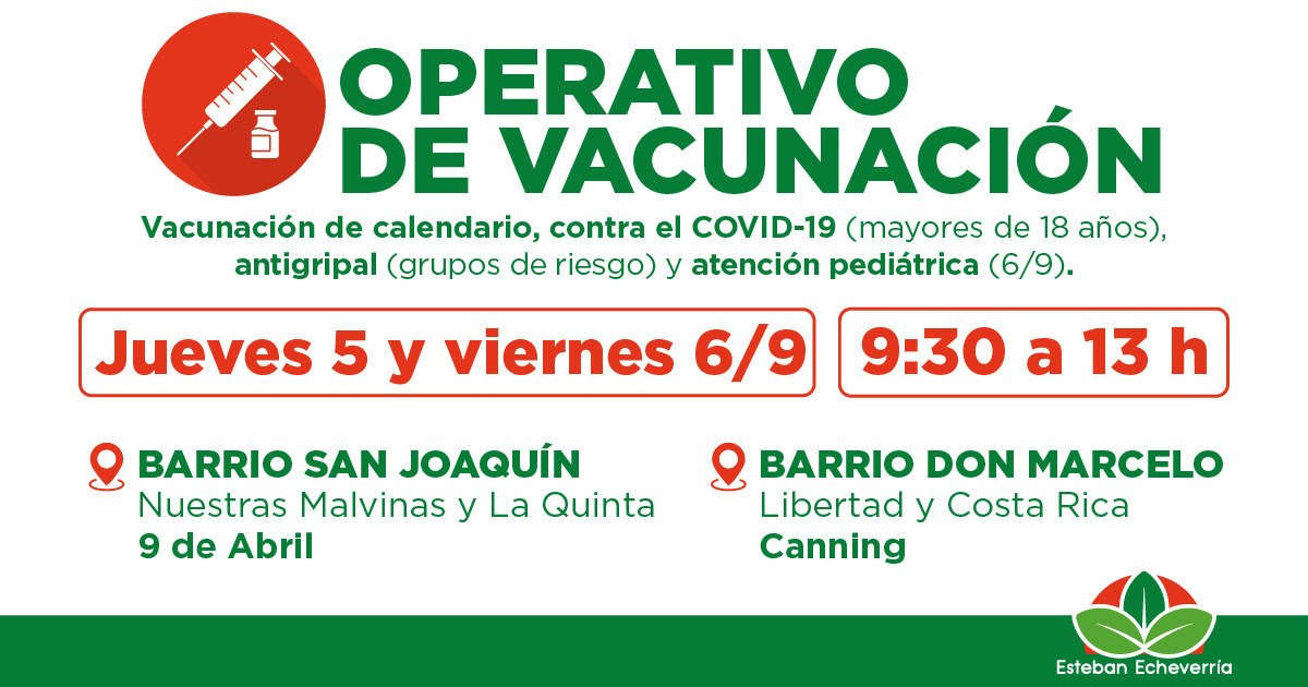 CONTINÚAN LOS OPERATIVOS GRATUITOS DE VACUNACIÓN EN EL DISTRITO