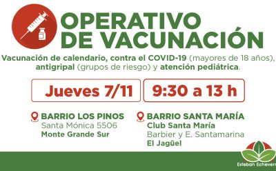 NUEVOS OPERATIVOS GRATUITOS DE VACUNACIÓN EN ESTEBAN ECHEVERRÍA