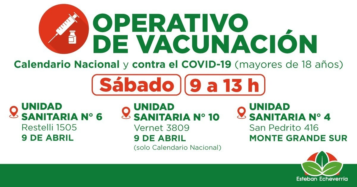 NUEVA JORNADA DE VACUNACIÓN EN EL MUNICIPIO DE ESTEBAN ECHEVERRÍA