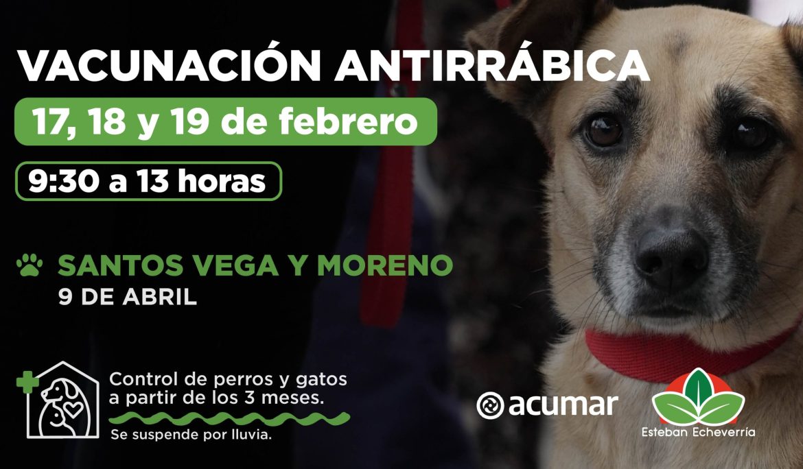 NUEVA JORNADA DE VACUNACIÓN ANTIRRÁBICA PARA MASCOTAS EN 9 DE ABRIL