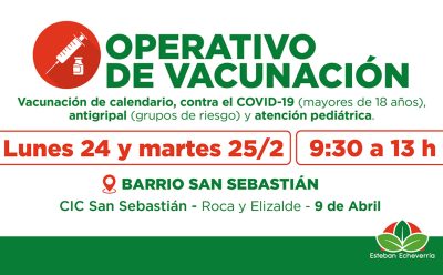 OPERATIVOS GRATUITOS DE VACUNACIÓN EN 9 DE ABRIL