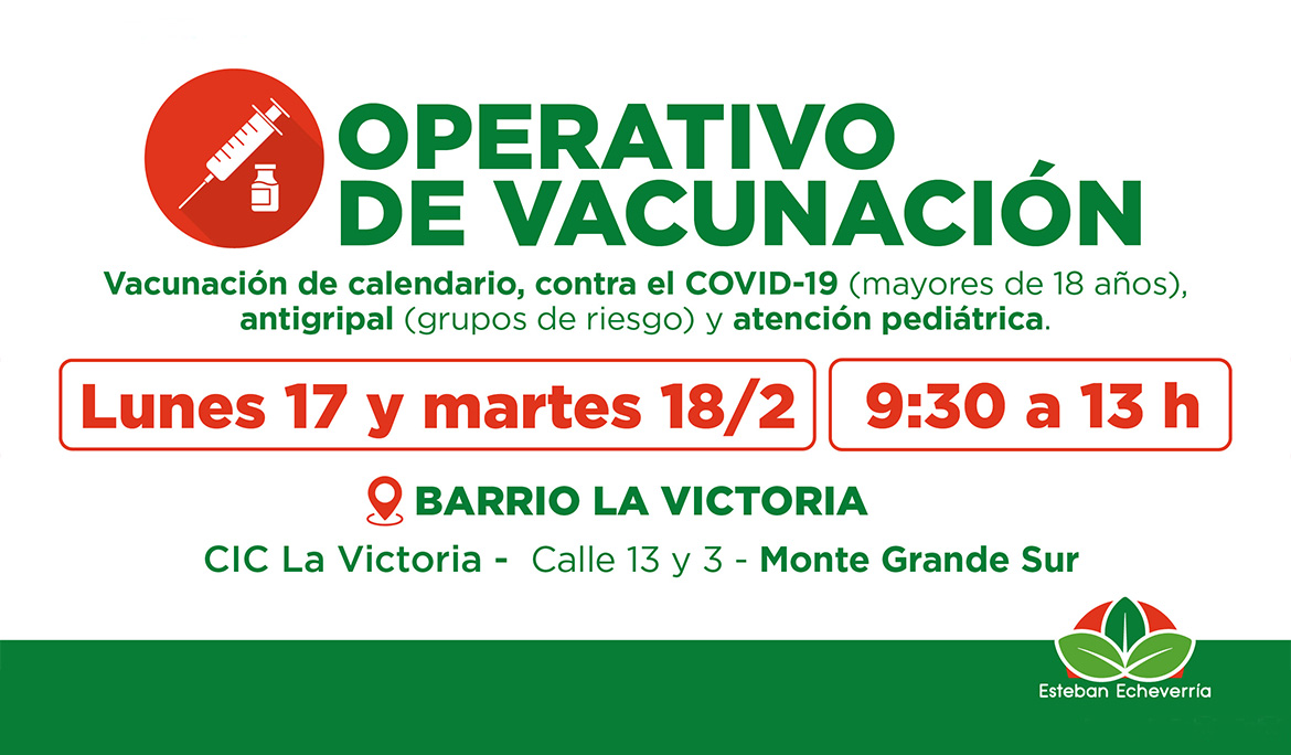 OPERATIVOS GRATUITOS DE VACUNACIÓN EN MONTE GRANDE SUR