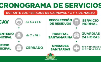 CRONOGRAMA DE SERVICIOS MUNICIPALES DURANTE LOS PRÓXIMOS DÍAS FERIADOS